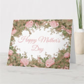 Moederdag Zacht Roze Roze Krans Ontwerp Kaart (Voorkant)