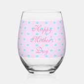 Moederdag Zachte Roze en Groene Diamant Wijnglas Zonder Voet (Achterkant)