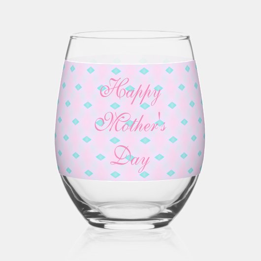 Moederdag Zachte Roze en Groene Diamant Wijnglas Zonder Voet (Achterkant)