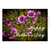 Moederdag Zebra Hollyhock Flowers #2 Kaart (Voorkant Horizontaal)