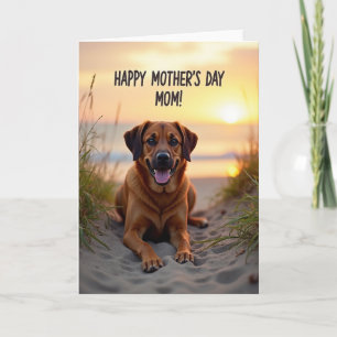 Moederdag Zeekaart met Hond en Glimlach Kaart