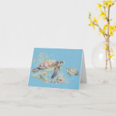 Moederdag Zeeschildpad en baby kaart (Gele Bloem)