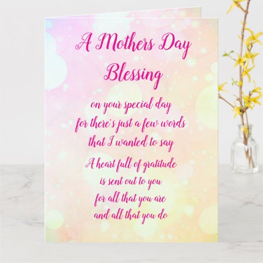 Moederdag zegening groet kaart (Gele Bloem)