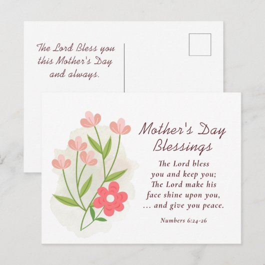Moederdag Zegeningen Bijbelvers Christelijk Briefkaart (Voorkant / Achterkant)