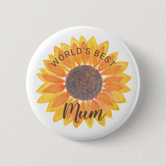 Moederdag Zonnebloem Beste Moeder van de Wereld Ronde Button 5,7 Cm (Voorkant)