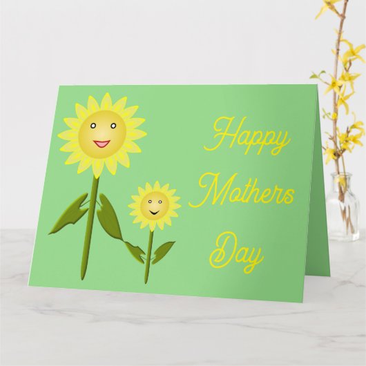 Moederdag Zonnebloemen Aangepaste Kaart (Gele Bloem)