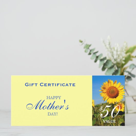 Moederdag Zonnebloemkaartje (Staand voorkant)