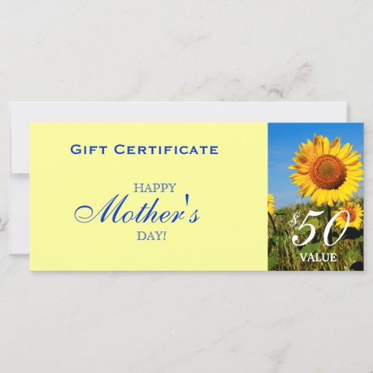 Moederdag Zonnebloemkaartje (Voorkant)