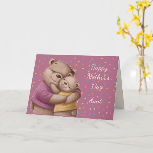 Moederdag zuster Cute Beer Hugs Kaart (Gele Bloem)