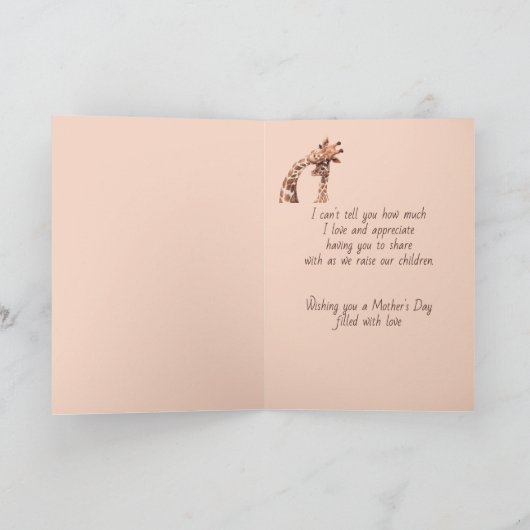 Moederdag zuster Fun Giraffe Animal Card Kaart (Binnen)