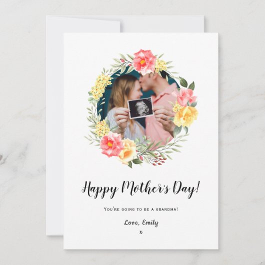 moederdag Zwangerschap baby Aankondiging Bloemen (Voorkant)