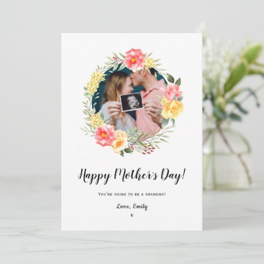 moederdag Zwangerschap baby Aankondiging Bloemen (Staand voorkant)