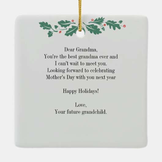 Moederdag Zwangerschap Ultrageluid Foto grootmoede Keramisch Ornament (Achterkant)