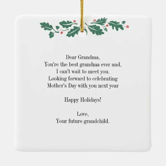 Moederdag Zwangerschap Ultrasound Foto Grandma Keramisch Ornament (Achterkant)