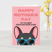 Moederdag zwart tan Franse Bulldog Frenchie Kaart (Gele Bloem)