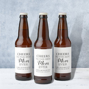 Moederdag zwart-wit CHEERS best Bier Etiket