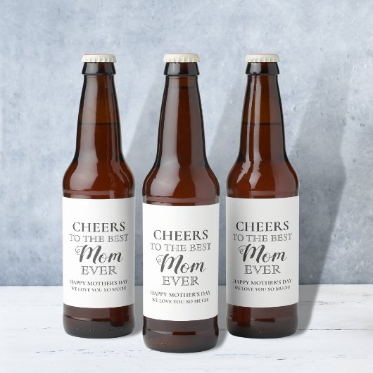 Moederdag zwart-wit CHEERS best Bier Etiket