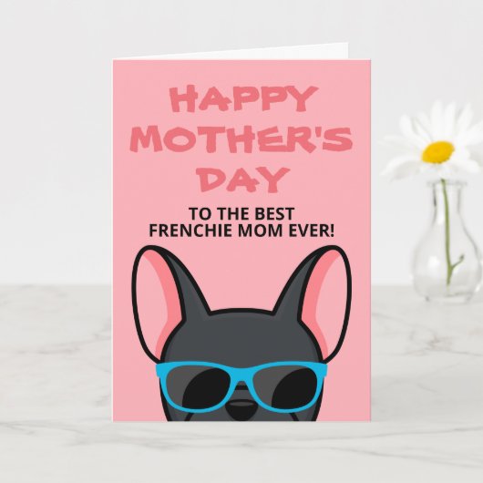 Moederdag Zwarte Franse Bulldog kaart van Frenchie (Kleine Plant)