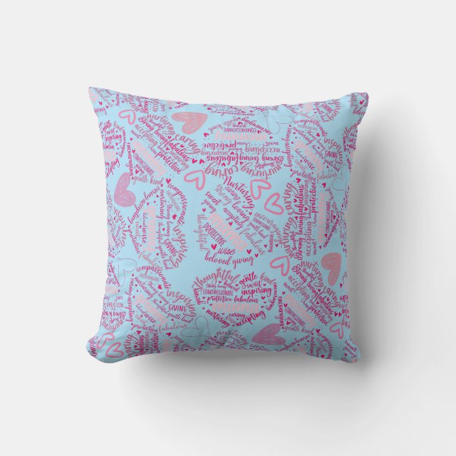 Moederdagen harten 01.Roze blauw BG Kussen (Voorkant)