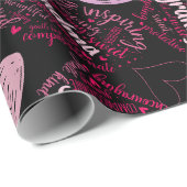 Moederdagen harten 01.Roze zwarte BG Cadeaupapier (Rol Hoek)