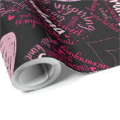Moederdagen harten 01.Roze zwarte BG Cadeaupapier (Rol Hoek)