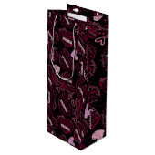 Moederdagen harten 01.Roze zwarte BG Wijn Cadeautas (Voorkant Gekanteld)