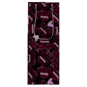 Moederdagen harten 01.Roze zwarte BG Wijn Cadeautas (Voorkant)