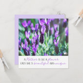 Moederdagen paarbloemen met lavendelbloem kaart (Voorkant / Achterkant in situ)