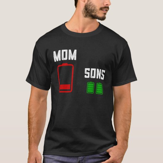 Moederdagen voor mama van zoon tweeling mam low ba t-shirt (Voorkant)