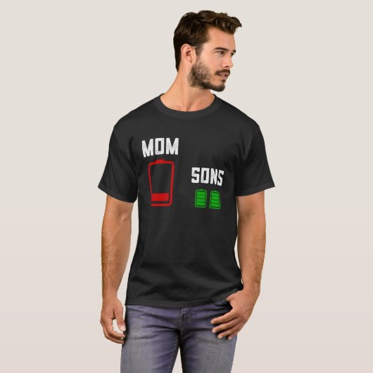 Moederdagen voor mama van zoon tweeling mam low ba t-shirt (Voorkant volledig)
