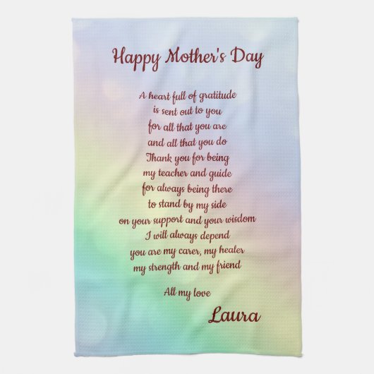 Moederdaggedicht ontwerp theedoek (Verticaal)