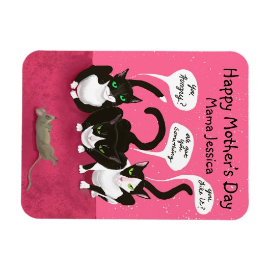 Moederdaggeld van de katten op maat magneet (Horizontaal)