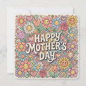 Moederdagkaart Cute Floral Doodle Pastel Kaart (Voorkant)