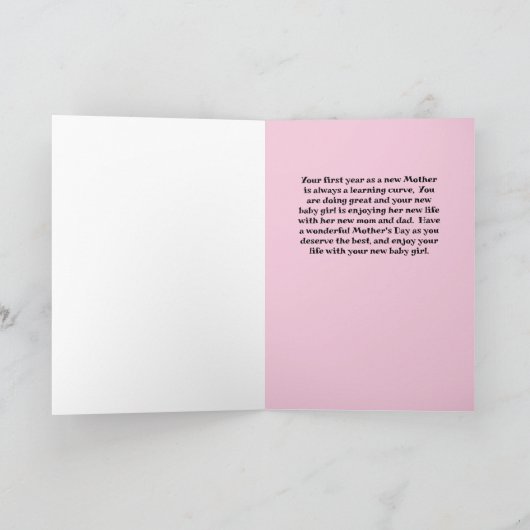 Moederdagkaart Eerste Baby Meisje Feestdagen Kaart (Binnen)