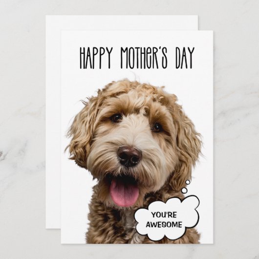 Moederdagkaart, Grappige hond Moederdag hond moede Feestdagenkaart (Voorkant / Achterkant)