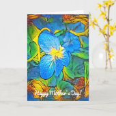 Moederdagkaart met abstracte afbeelding van wilde  kaart (Gele Bloem)