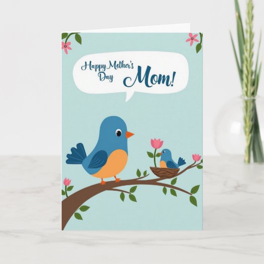 Moederdagkaart met Blauwe Vogel Kaart (Voorkant)