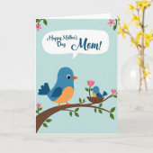 Moederdagkaart met Blauwe Vogel Kaart (Gele Bloem)