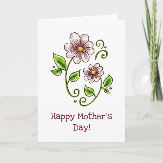 Moederdagkaart met bloemen kaart (Voorkant)