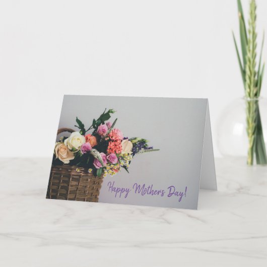 Moederdagkaart met bloemenmand kaart (Voorkant)