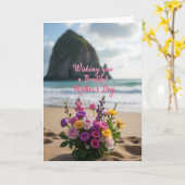 Moederdagkaart met bloemenstrand kaart (Gele Bloem)
