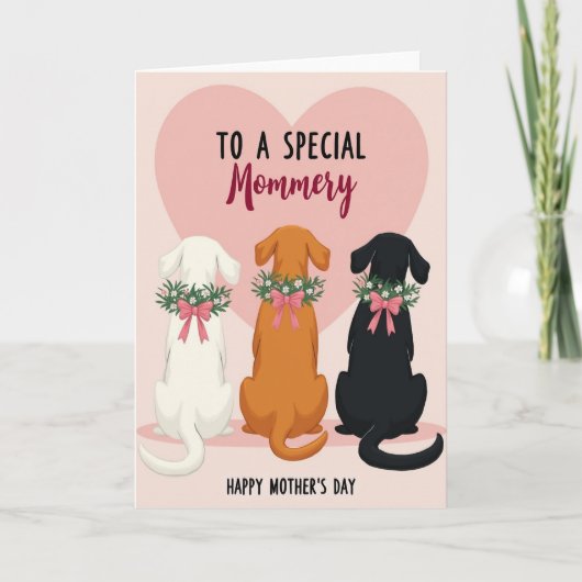 Moederdagkaart met bloemhonden kaart (Voorkant)