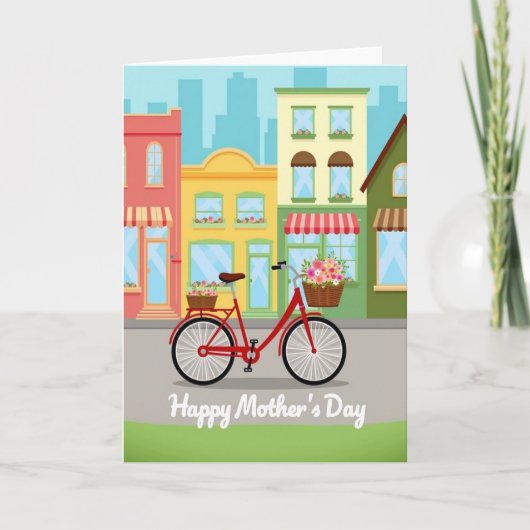 Moederdagkaart met bloemige fiets kaart (Voorkant)
