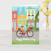 Moederdagkaart met bloemige fiets kaart (Gele Bloem)