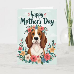 Moederdagkaart met bloemige hond kaart