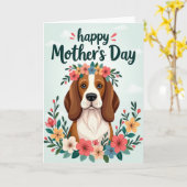 Moederdagkaart met bloemige hond kaart (Gele Bloem)