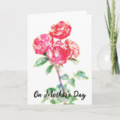 Moederdagkaart met bloemkunst van rode rozen kaart (Voorkant)