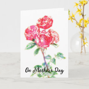 Moederdagkaart met bloemkunst van rode rozen kaart