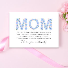 Moederdagkaart met bloemrijke typografie bedankkaart