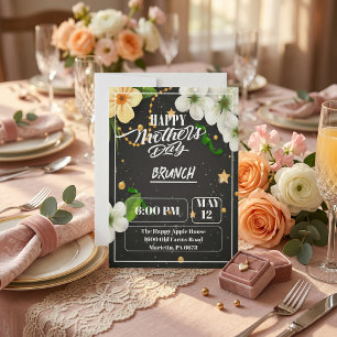 Moederdagkaart met cadeau en bloemen feestdagenkaart